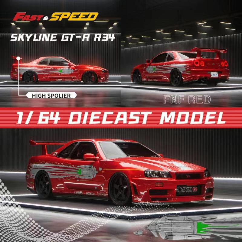 Fast Speed 1/64 Skyline GTR R34 Fast & Furious Red