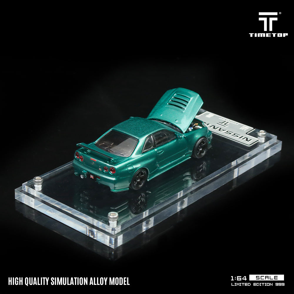 Time Top 1/64 Nissan GTR R34 Full Carbon Green
