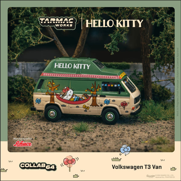[TARMAC WORKS] 1/64 Volkswagen T3 Van Hello Kitty Camping - COLLAB64