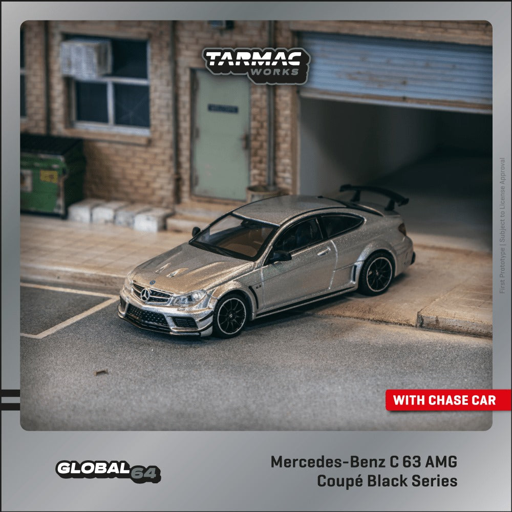 [TARMAC WORKS] 1:64 Mercedes-Benz C 63 AMG Coupé Black Series Silver Metallic - GLOBAL64