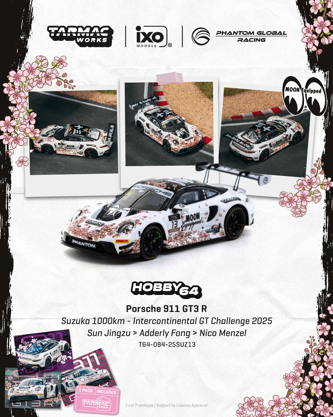 [TARMAC WORKS] 1:64 Porsche 911 GT3 R Suzuka 1000km - Intercontinental GT Challenge 2025 Phantom Global Racing Sun Jingzu / Adderly Fong / Nico Menzel - Toy Space Diecast Online Store Singapore