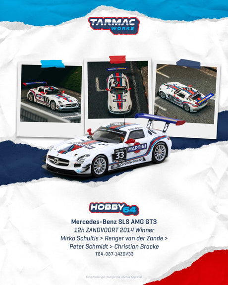 [TARMAC WORKS] 1:64 Mercedes-Benz SLS AMG GT3 12h ZANDVOORT 2014 Winner Mirko Schultis / Renger van der Zande / Peter Schmidt / Christian Bracke - Toy Space Diecast Online Store Singapore