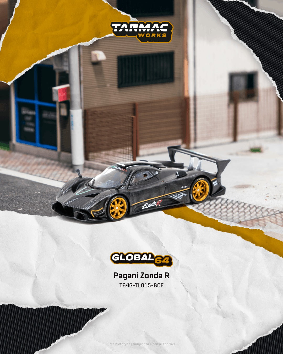 [TARMAC WORKS] 1:64 Pagani Zonda R Matte Exposed Carbon Fiber - Toy Space Diecast Online Store Singapore