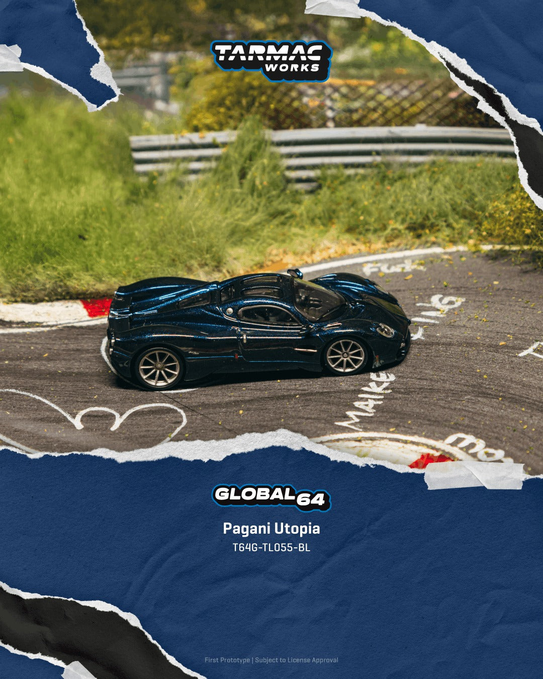 [TARMAC WORKS] 1:64 Pagani Utopia Blue Metallic - Toy Space Diecast Online Store Singapore