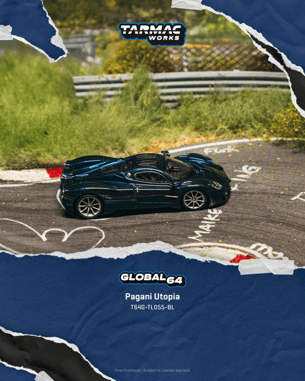 [TARMAC WORKS] 1:64 Pagani Utopia Blue Metallic - Toy Space Diecast Online Store Singapore