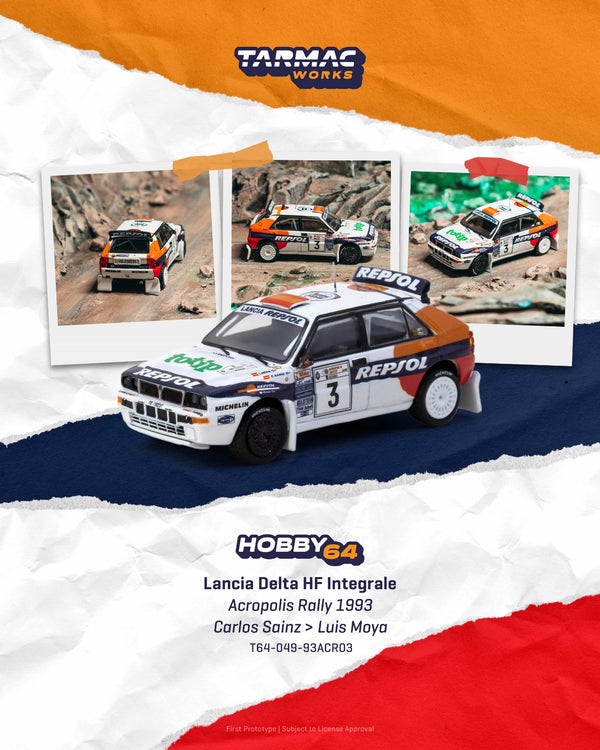 [TARMAC WORKS] 1:64 Lancia Delta HF Integrale Acropolis Rally 1993 Carlos Sainz / Luis Moya