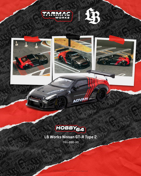 [TARMAC WORKS] 1:64 LB Works Nissan GT-R Type 2 Advan - Toy Space Diecast Online Store Singapore