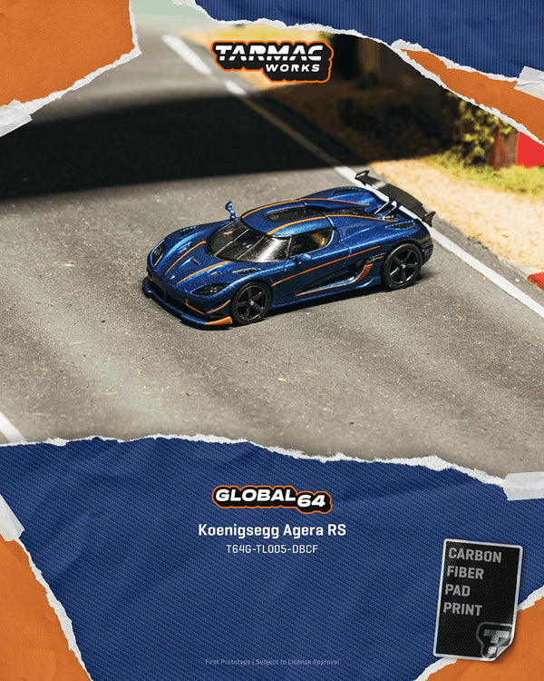 [TARMAC WORKS] 1:64 Koenigsegg Agera RS Dark Blue Carbon Fiber / Orange Accents
