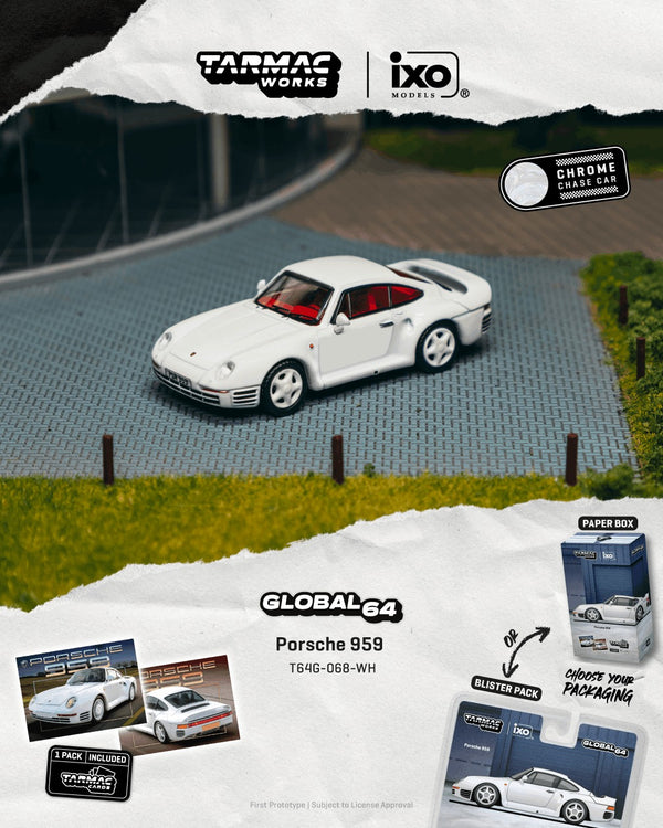 [TARMAC WORKS] 1:64 Porsche 959 White - Toy Space Diecast Online Store Singapore