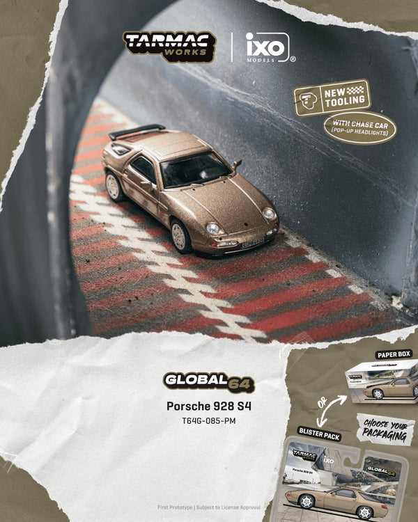 [TARMAC WORKS] 1:64 Porsche 928 S4 Platinum Metallic - Toy Space Diecast Online Store Singapore