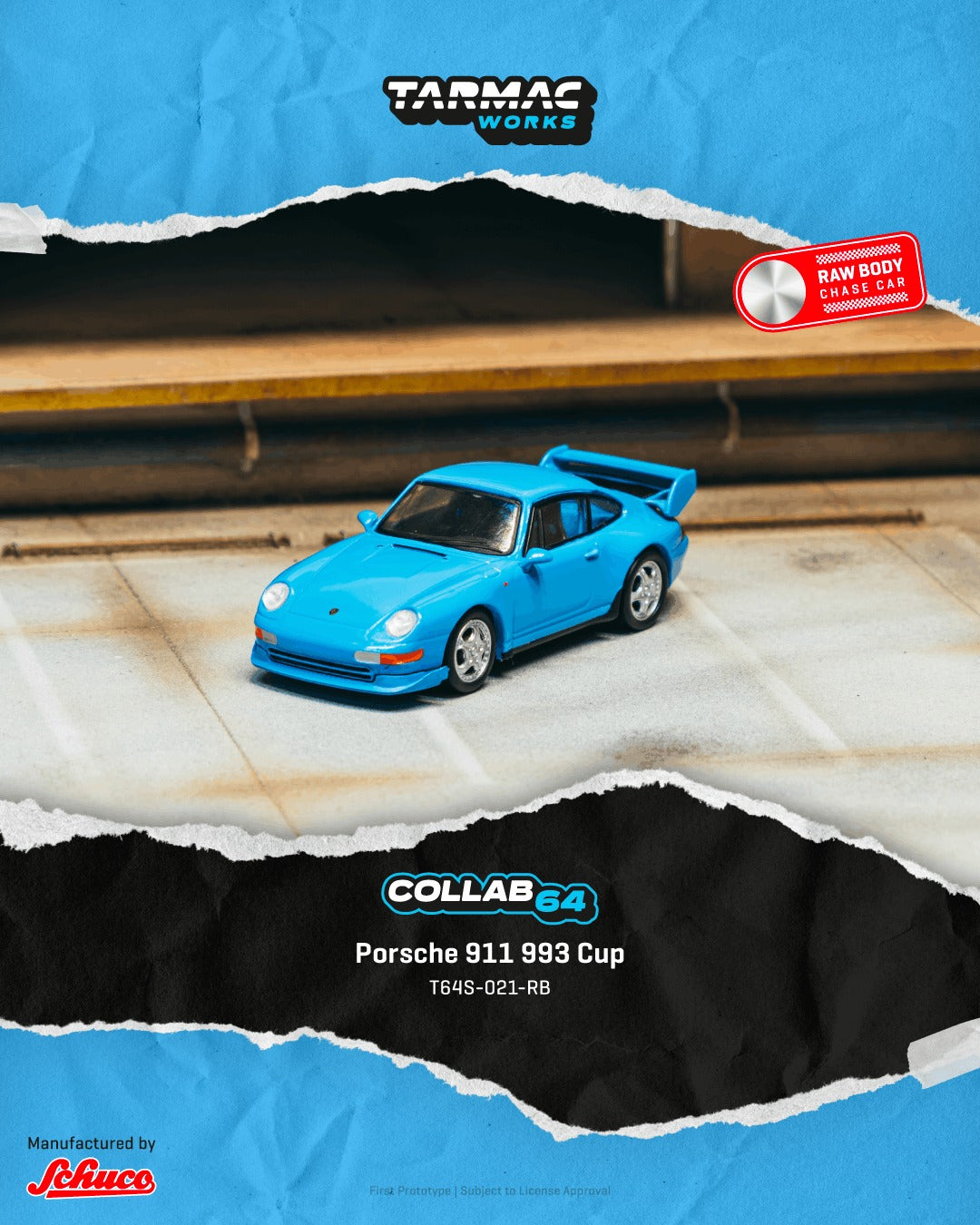 [TARMAC WORKS] 1:64 Porsche 911 993 Cup Riviera Blue - Toy Space Diecast Online Store Singapore