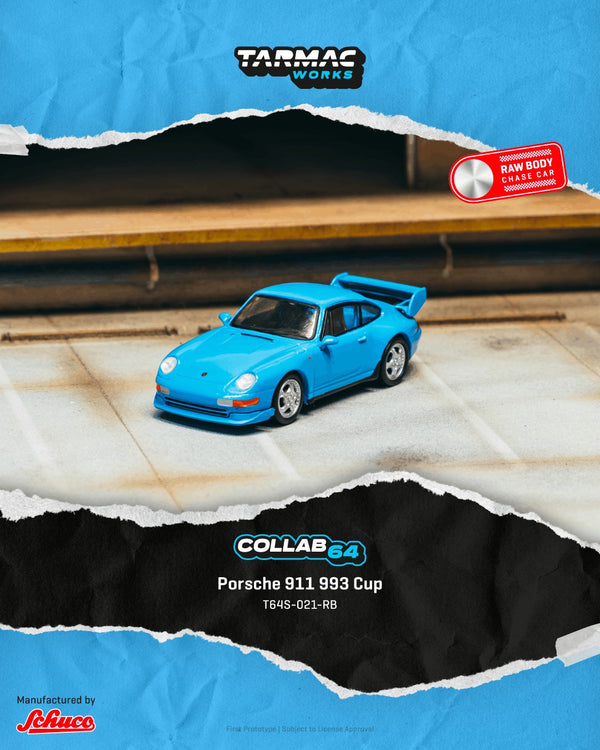 [TARMAC WORKS] 1:64 Porsche 911 993 Cup Riviera Blue - Toy Space Diecast Online Store Singapore