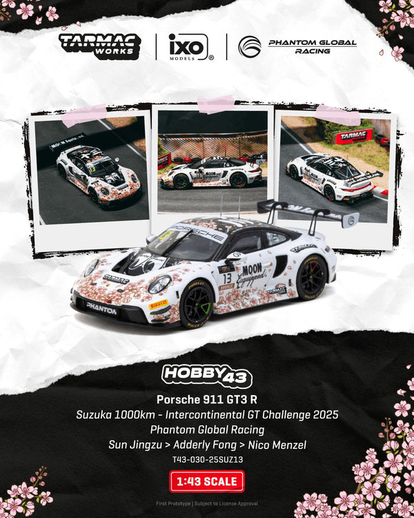 [TARMAC WORKS] 1:43 Porsche 911 GT3 R Suzuka 1000km - Intercontinental GT Challenge 2025 Phantom Global Racing Sun Jingzu / Adderly Fong / Nico Menzel