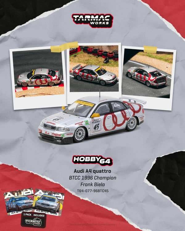 [TARMAC WORKS] 1:64 Audi A4 Quattro BTCC 1996 Champion Frank Biela