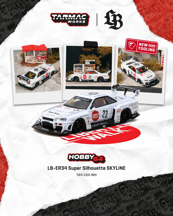 [TARMAC WORKS] 1:64 LB-ER34 Super Silhouette Skyline White