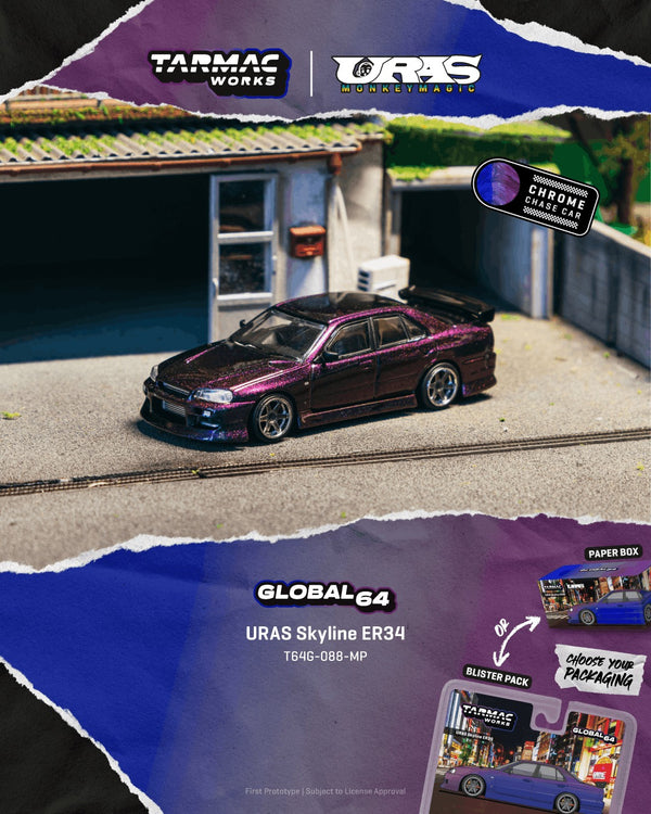 [TARMAC WORKS] 1:64 URAS Skyline ER34 Midnight Purple