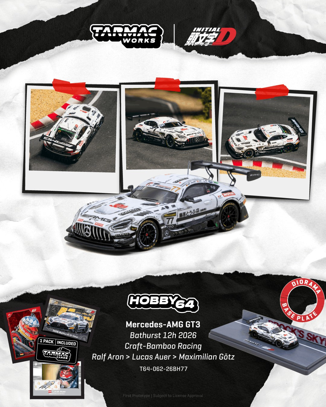 [TARMAC WORKS] 1:64 Mercedes-AMG GT3 Bathurst 12h 2026 Craft-Bamboo Racing Ralf Aron / Lucas Auer / Maximilian Götz