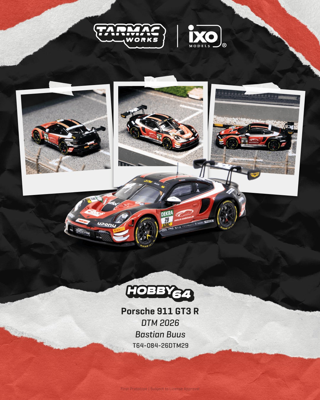 [TARMAC WORKS] 1:64 Porsche 911 GT3 R DTM 2026 Bastian Buus