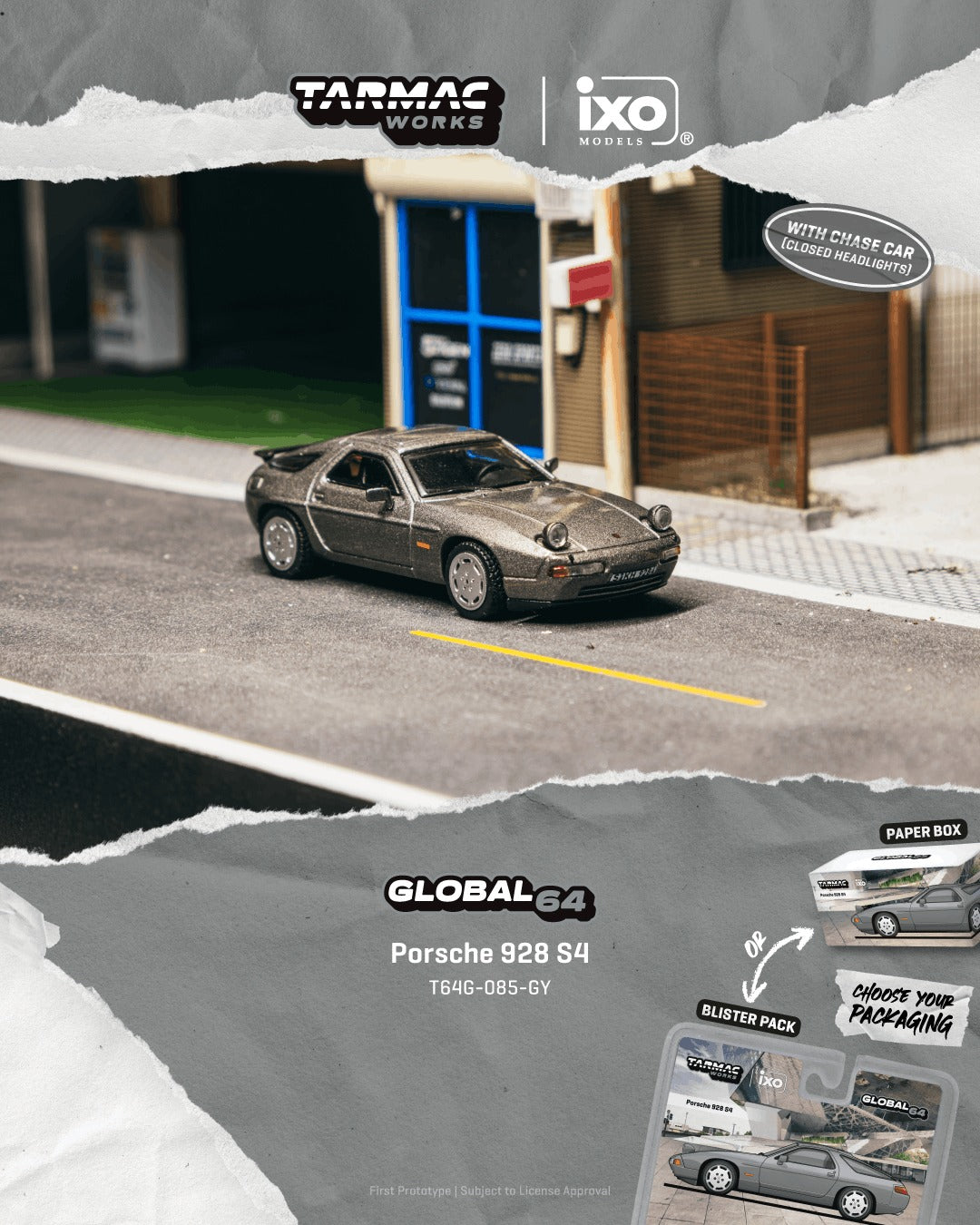 [TARMAC WORKS] 1:64 Porsche 928 S4 Grey Metallic
