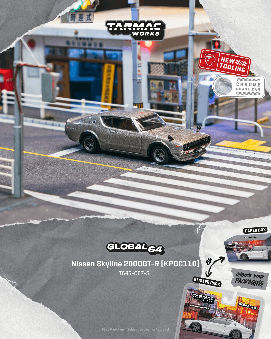 [TARMAC WORKS] 1:64 Nissan Skyline 2000GT-R (KPGC110) Silver