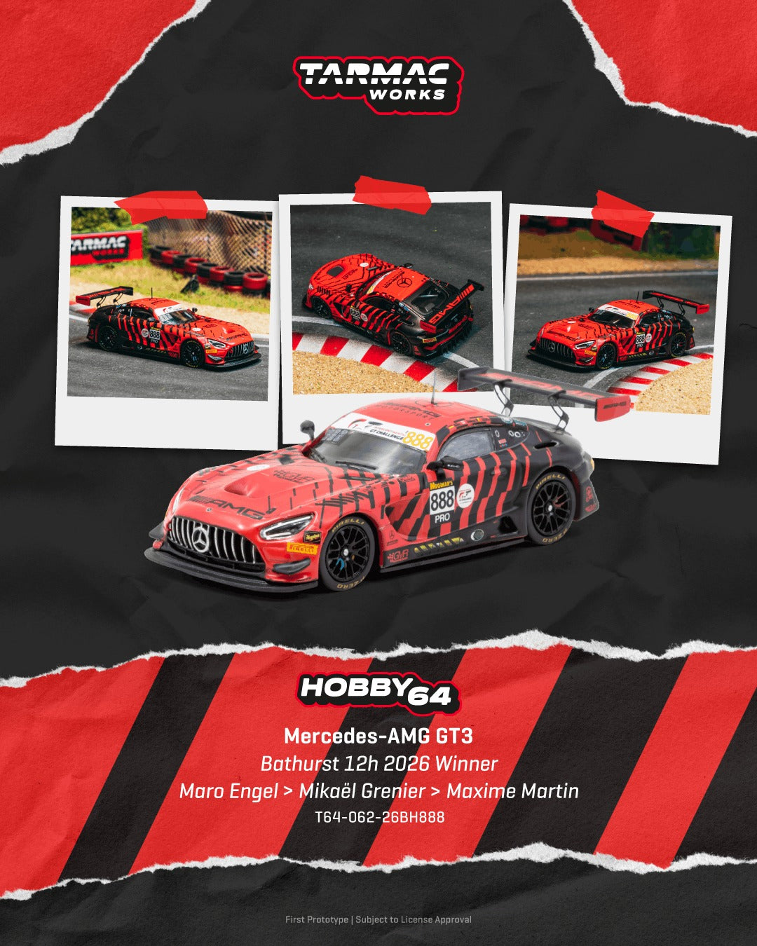 [TARMAC WORKS] 1:64 Mercedes-AMG GT3 Bathurst 12h 2026 Winner Maro Engel / Mikaël Grenier / Maxime Martin