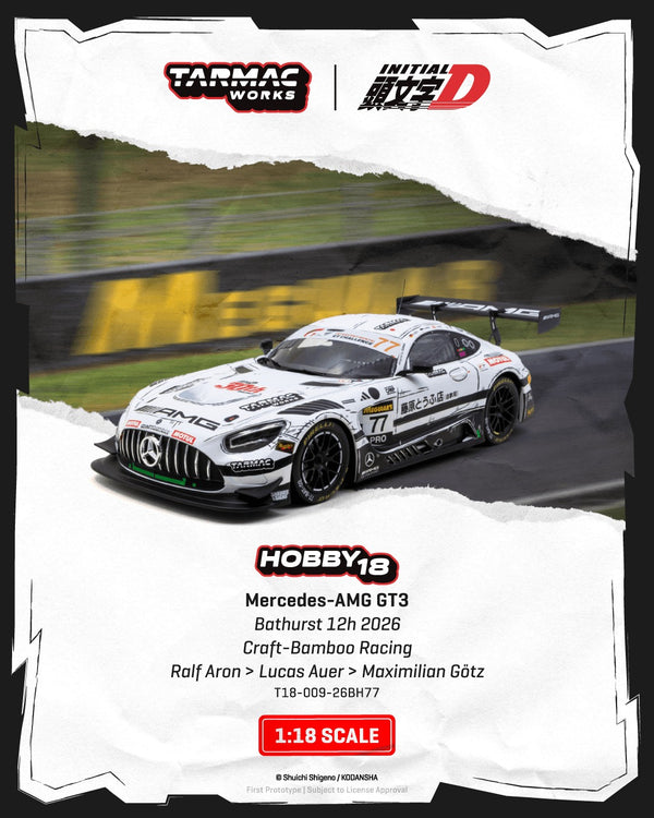 [TARMAC WORKS] 1:18 Mercedes-AMG GT3 Bathurst 12h 2026 Craft-Bamboo Racing Ralf Aron / Lucas Auer / Maximilian Götz