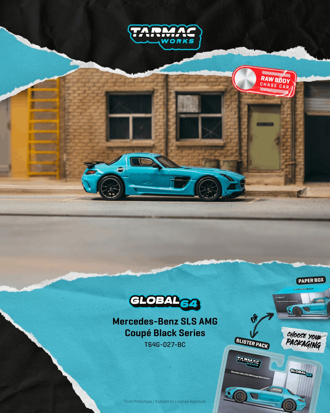 [TARMAC WORKS] 1:64 Mercedes-Benz SLS AMG Coupé Black Series Matte Blue