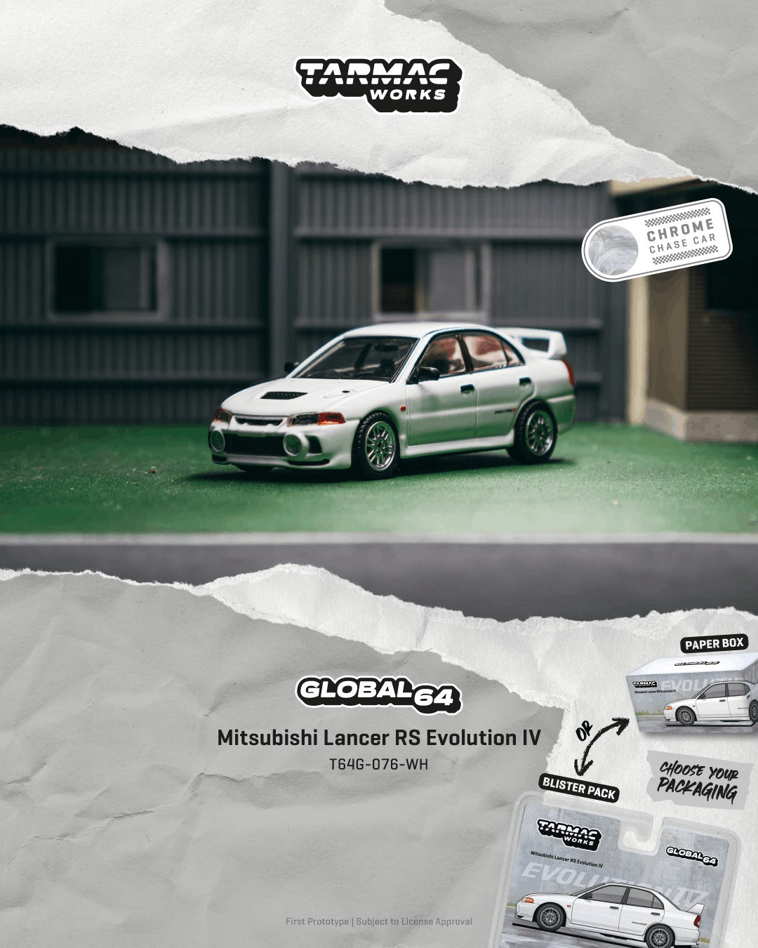 [TARMAC WORKS] 1:64 Mitsubishi Lancer RS Evolution IV White