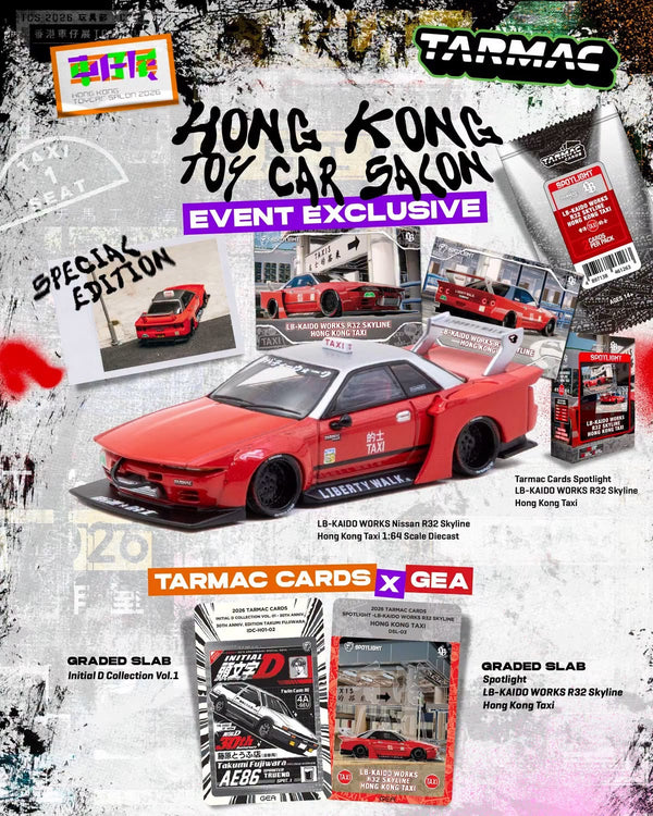 [TARMAC WORKS] 1:64 LB-Kaido Works Nissan R32 Skyline Hong Kong Taxi HKTS Event Exclusive