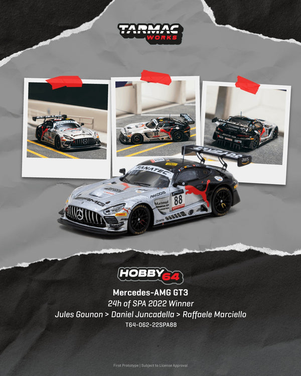[TARMAC WORKS] 1:64 Mercedes-AMG GT3 24h of Spa 2022 Winner Jules Gounon / Daniel Juncadella / Raffaele Marciello