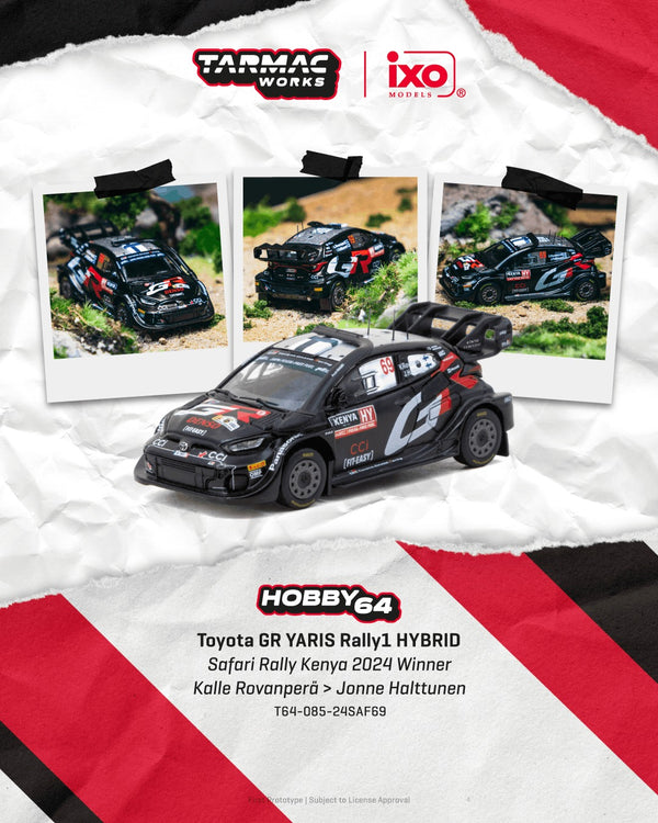 [TARMAC WORKS] 1:64 Toyota GR Yaris Rally1 Hybrid Safari Rally Kenya 2024 Winner Kalle Rovanperä / Jonne Halttunen