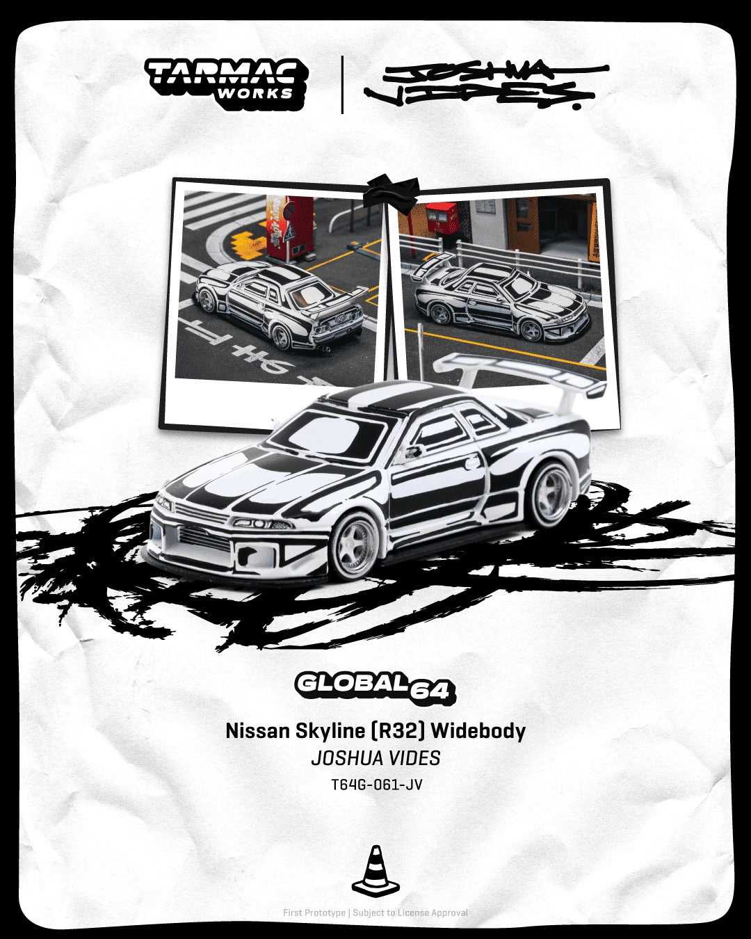 [TARMAC WORKS] 1:64 Nissan Skyline (R32) Widebody - Designed by Joshua Vides - Toy Space Diecast Online Store Singapore