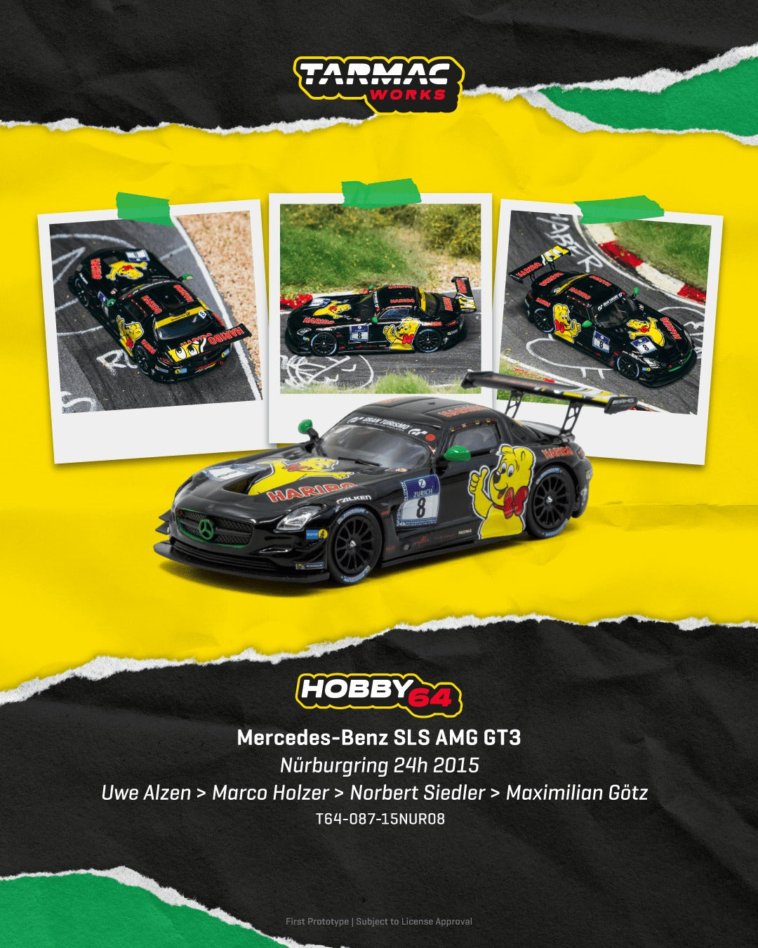 [TARMAC WORKS] 1:64 Mercedes-Benz SLS AMG GT3 Nürburgring 24h 2015 Uwe Alzen / Marco Holzer / Norbert Siedler / Maximilian Götz