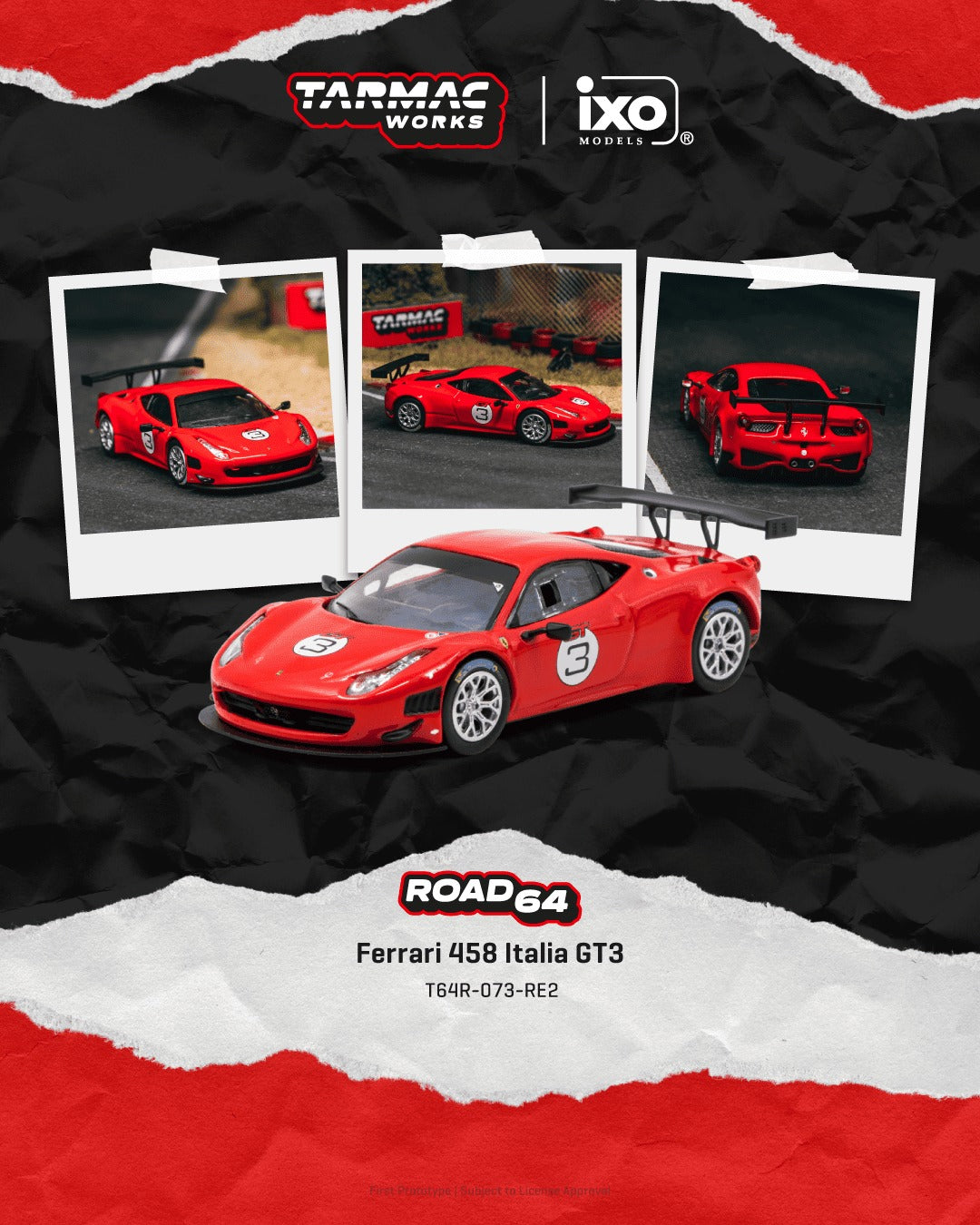 [TARMAC WORKS] 1:64 Ferrari 458 Italia GT3 Red