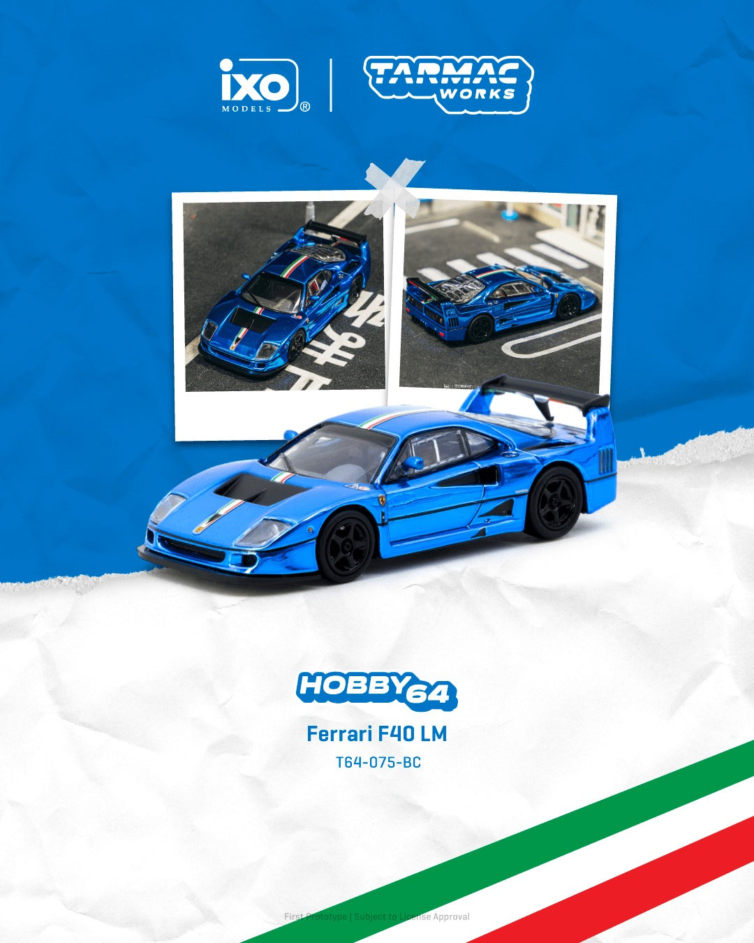 [TARMAC WORKS] 1:64 Ferrari F40 LM Chrome Blue