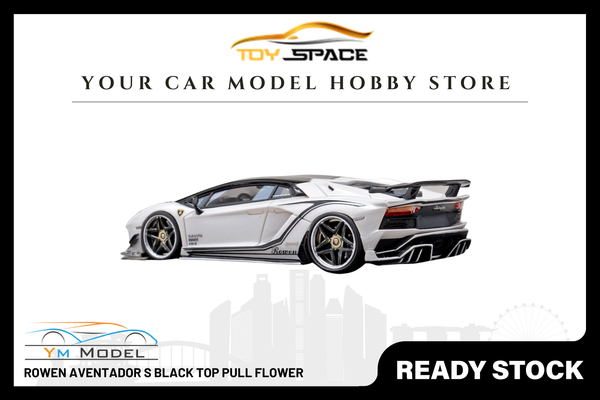 [YM MODEL] 1:64 Rowen Aventador S Black Top Pull Flower