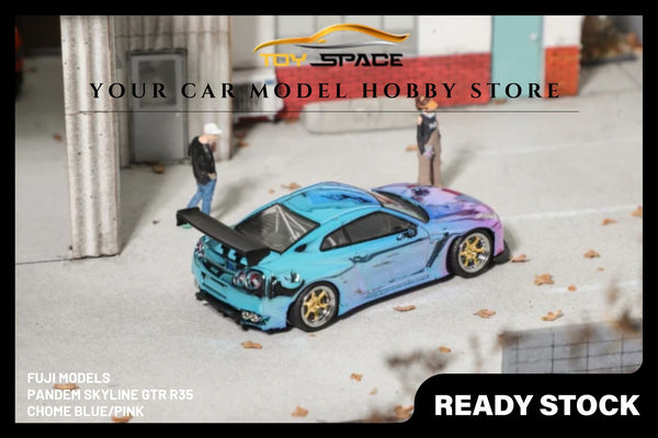 [FUJI] 1/64 PANDEM Skyline GTR R35 - Chome Blue/Pink(Limited 599 pcs)