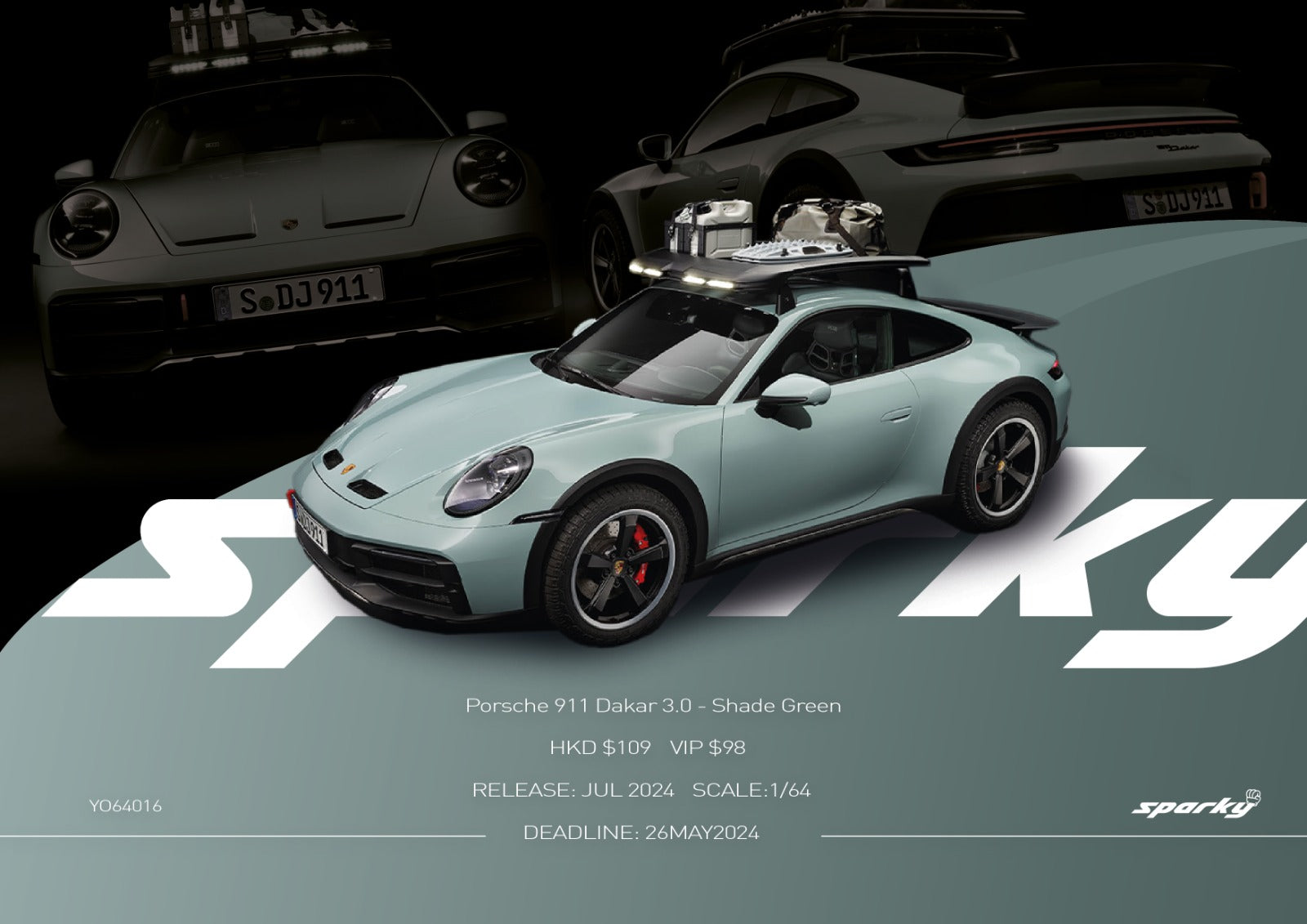 [SPARKY] 1/64 2023 Porsche 911 Dakar 3.0 - Shade Green