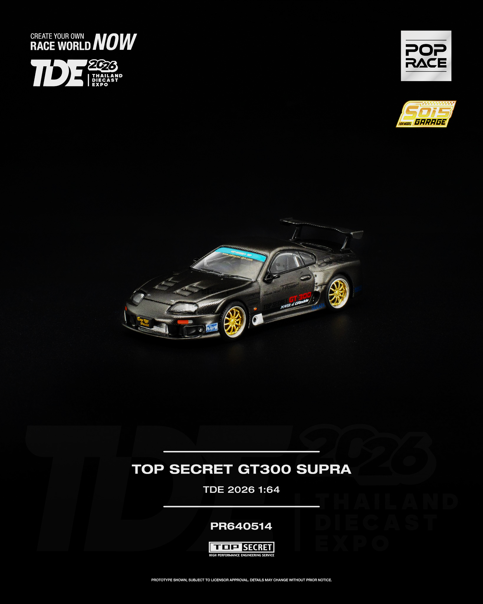 [POP RACE] 1:64 Top Secret GT300 Supra [Thailand Diecast Expo 2026 Event Edition]