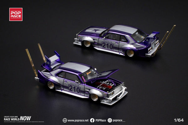 [POP RACE] 1/64 Skyline C210 Kaido Racer (Bosozoku Style) Purple Chrome/Silver