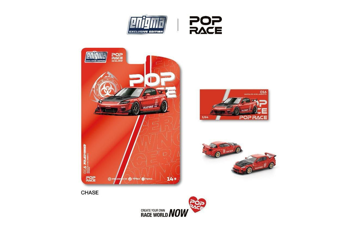 [POP RACE] 1:64 Mazda RX-8 RE-Amemiya Red - Toy Space Diecast Online Store Singapore