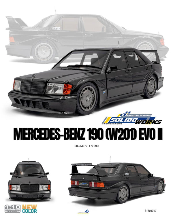 [SOLIDO] 1:18 Mercedes-Benz 190 (W201) Evo II Solido Works Black 1990