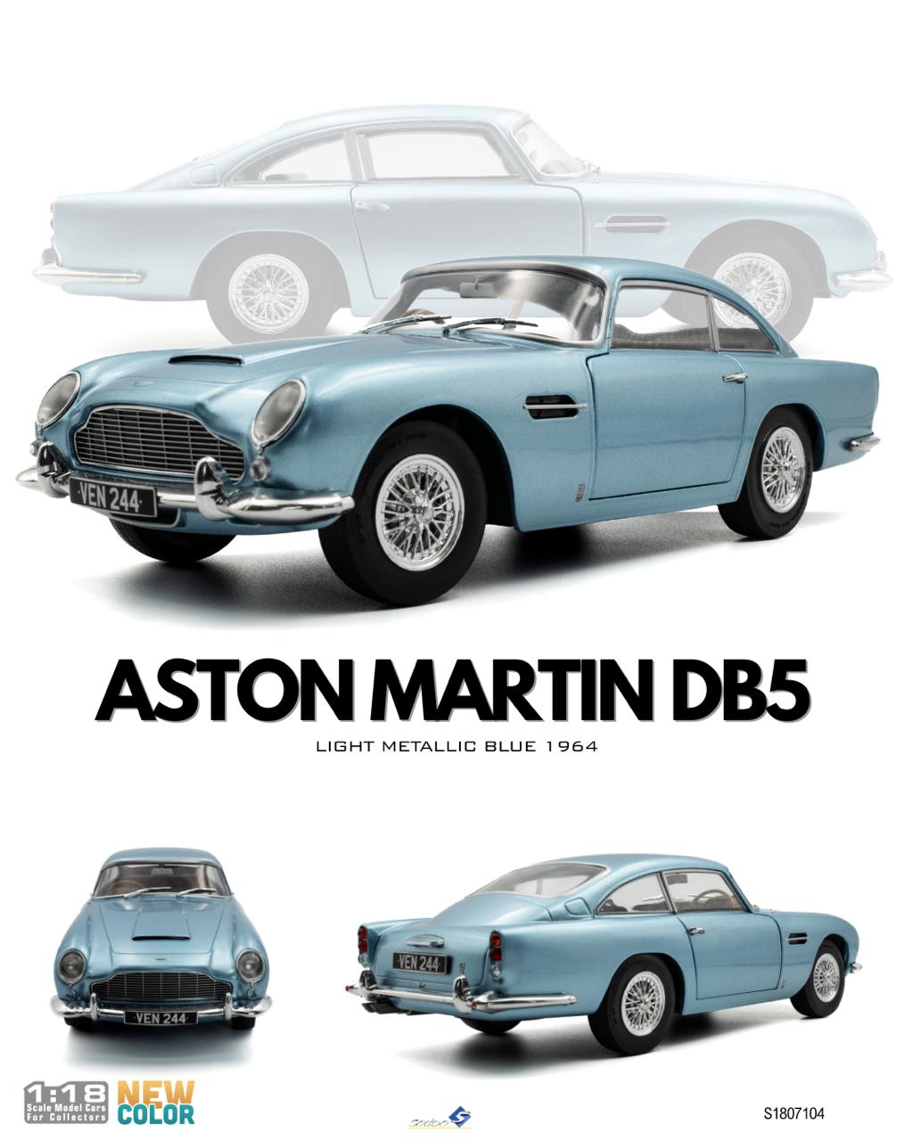[SOLIDO] 1:18 Aston Martin DB5 Light Metallic Blue 1964