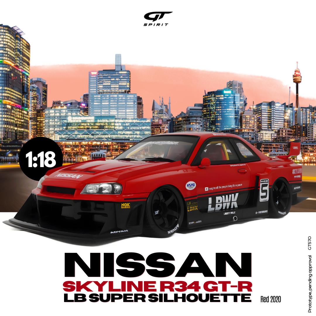 [GT SPIRIT] 1:18 Nissan Skyline R34 GT-R LB Super Silhouette Red 2020 [GT570] - Toy Space Diecast Online Store Singapore