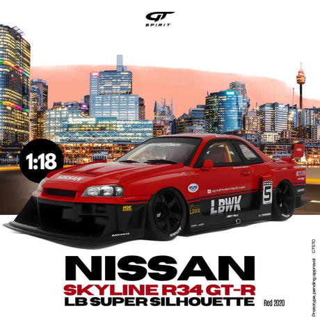 [GT SPIRIT] 1:18 Nissan Skyline R34 GT-R LB Super Silhouette Red 2020 [GT570] - Toy Space Diecast Online Store Singapore