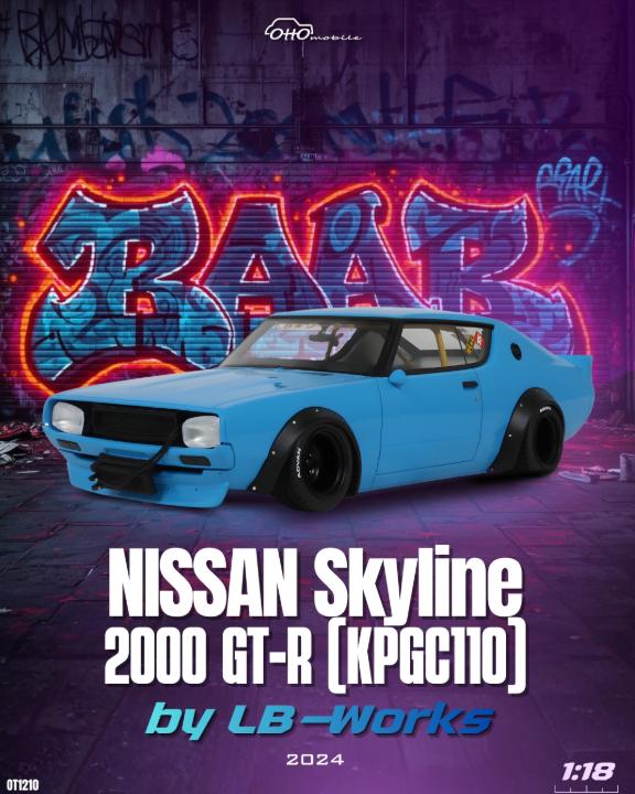 [OTTOMOBILE] 1:18 Nissan Skyline 2000 GT-R (KPGC110) By LB-Works Blue 2024 [OT1210]