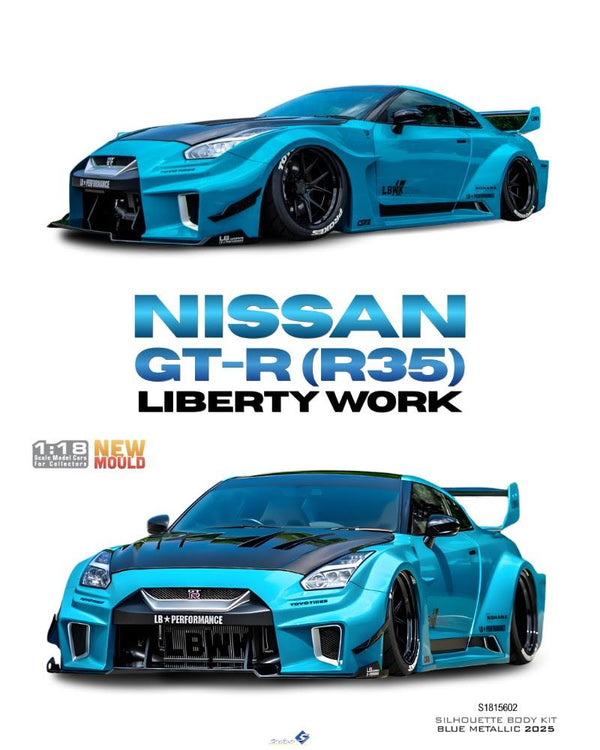 [SOLIDO] 1:18 Nissan GT-R (R35) Liberty Walk Silhouette Body Kit Blue Metallic 2025
