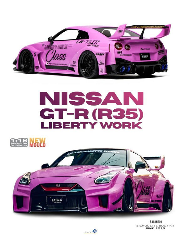 [SOLIDO] 1:18 Nissan GT-R (R35) Liberty Work Silhouette Body Kit Pink 2025