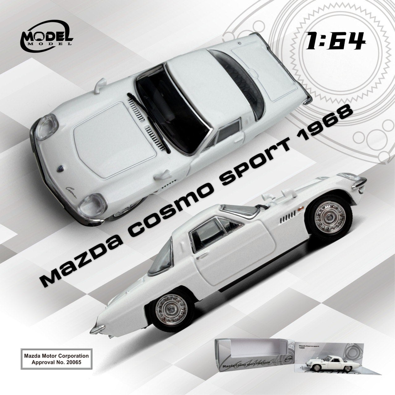 [MODEL MODEL] 1:64 Mazda Cosmo Sport 1968 White - Toy Space Diecast Online Store Singapore