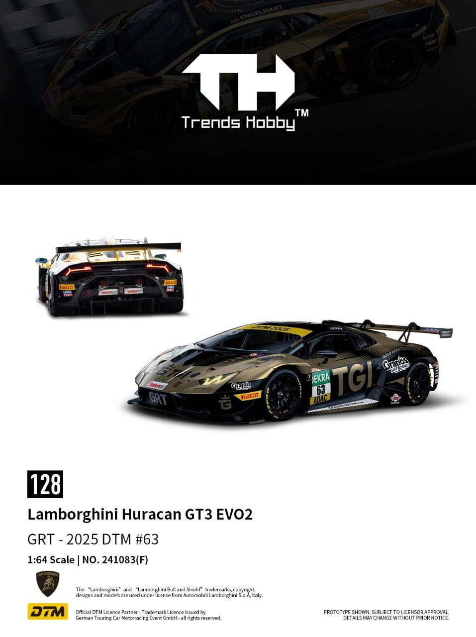 [TRENDS HOBBY] Lamborghini Huracan GT3 EVO2 DTM 2025 #63 - Toy Space Diecast Online Store Singapore